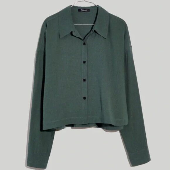 Madewell | Hunter Green | Lusterweaver Cropped Button Up Top | 3XL | NWOT - Picture 1 of 3